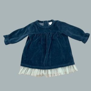 Nordstrom Blue Velvet Frilly Mesh Dress - Newborn